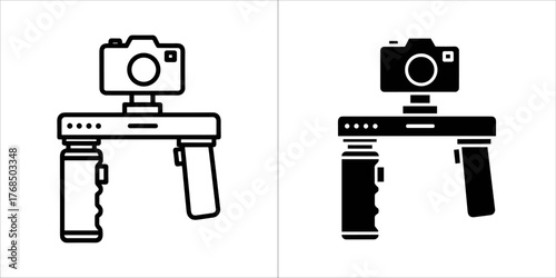 Camera stabilizer gimbal icon in outline and solid style