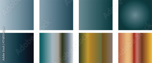 Abstract gradient backgrounds in various colors and styles, including blue, teal, gold, and red hues, showcasing smooth transitions and subtle lighting effects