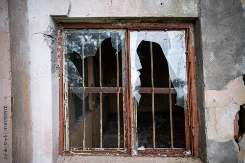 broken window in the old house