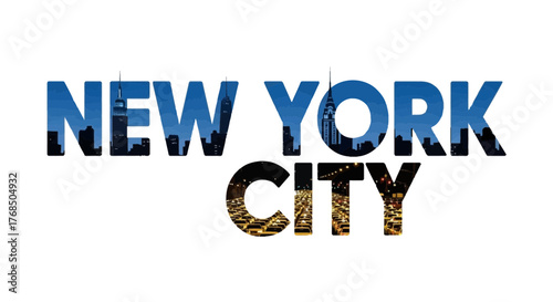 New York City Skyline and Traffic Typography