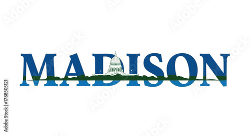 Madison Wisconsin Capitol Dome Text Logo