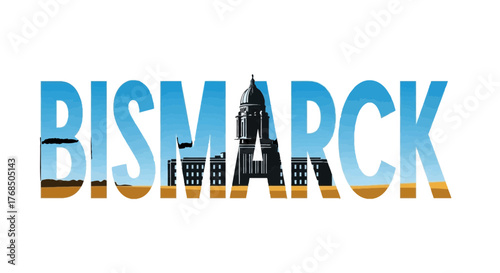 Bismarck North Dakota State Capitol Building Illustration