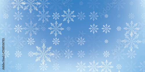 Simple heavy snowflakes design. Wintertime speck freeze shapes. Snowfall weather white blue illustration. Scattered snowflakes december theme. Snow hurricane landscape.