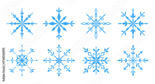 Quadro em tela Set openwork snowflakes on white background