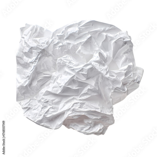 Crumpled white plastic bag isolated on transparent background