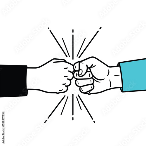 Two fists bumping together in a gesture of agreement or celebration.