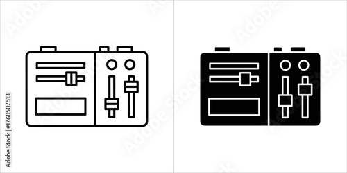 Two audio mixers, one outlined and one solid black