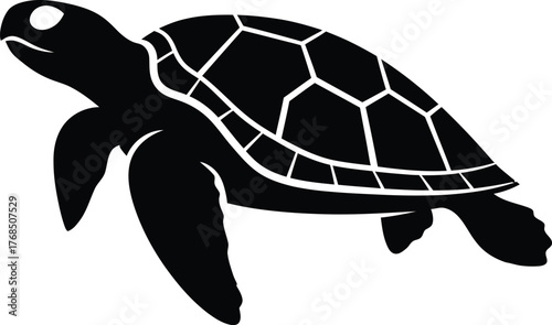 Majestic sea turtle swimming gracefully detailed silhouette isolated on graphic design flat design vector illustration isolated on transparent background