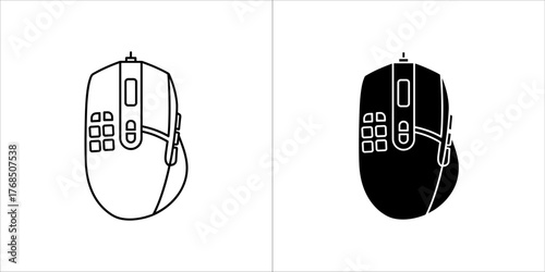 Computer mouse icon in outline and solid black