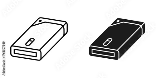 Usb flash drive icon in outline and solid black