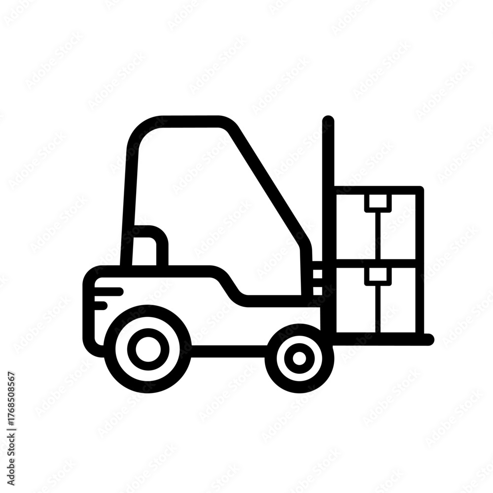Obraz premium Forklift line vector icon