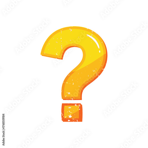 Glossy Yellow Three Dimensional Question Mark Icon.