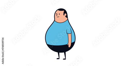 Simple illustration of a cartoon character with an unusual body shape and minimalist design