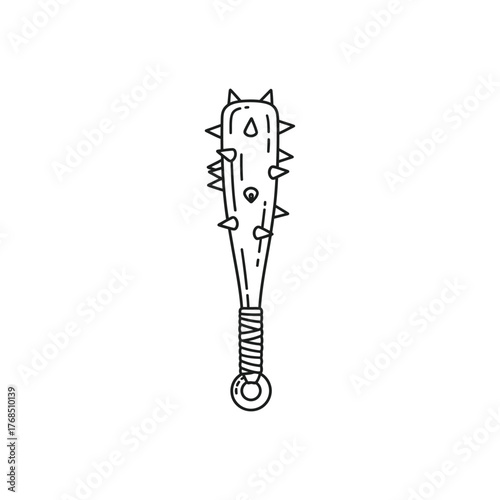 Handheld Spiked Club Mace Weapon With Handle.