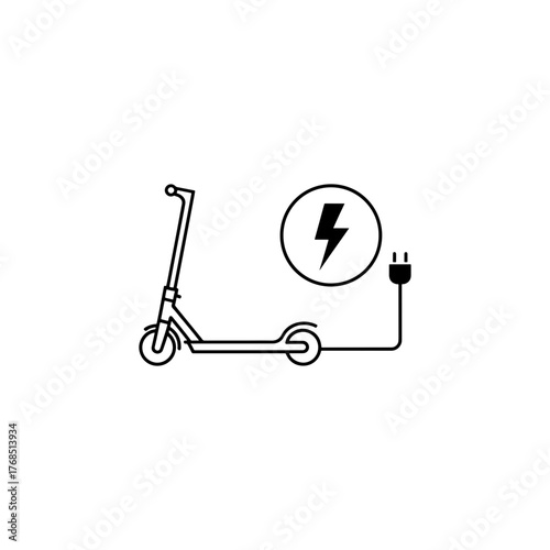 Sleek electric scooter icon symbolizing eco-friendly transport, modern mobility, and sustainable commuting for a greener future, originally a vector graphic