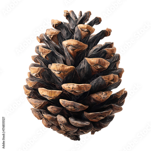 Detailed pinecone isolated on transparent background