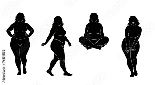 Diverse plus size women silhouettes showcasing beauty and body positive empowerment