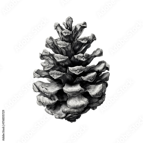 Detailed pinecone isolated on transparent background