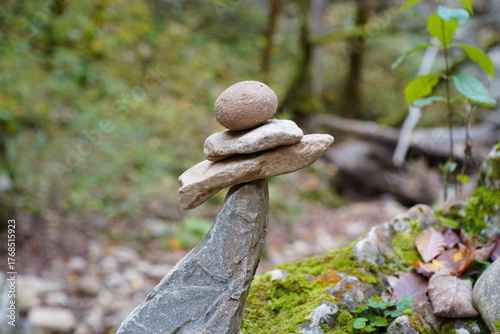 A pyramid made up of several stones. Nature.