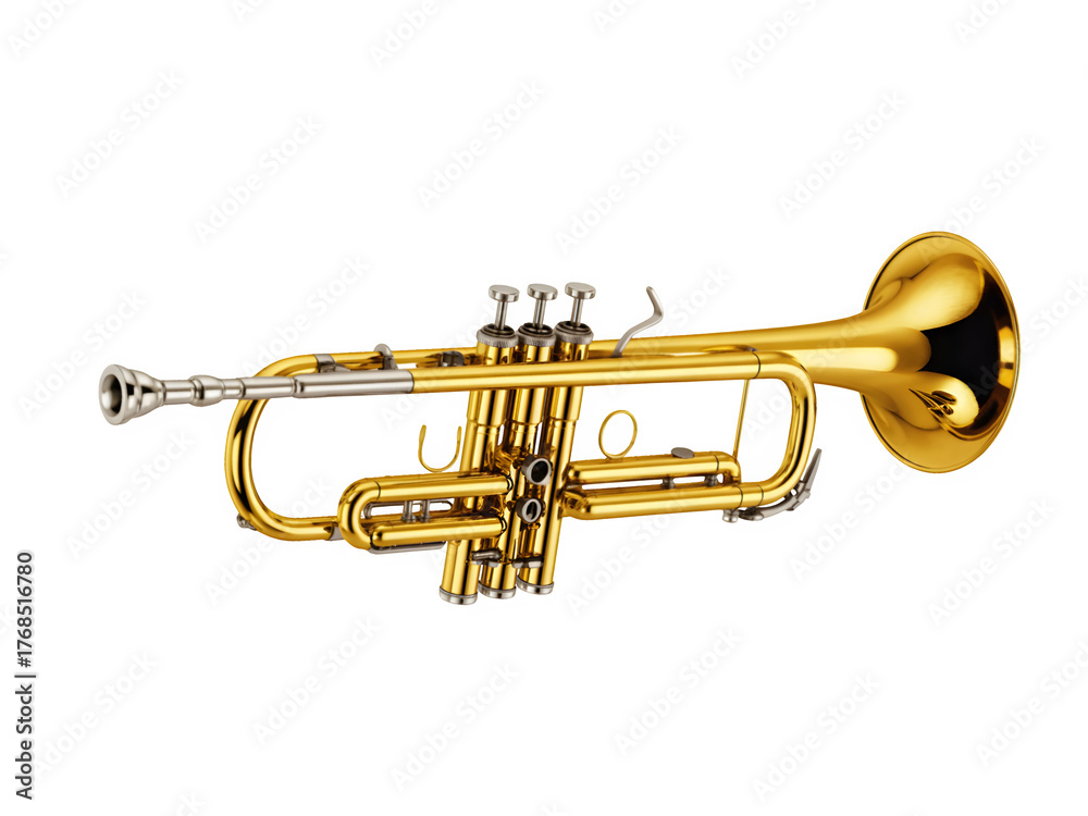 Fototapeta premium Trumpet on transparent and white background.