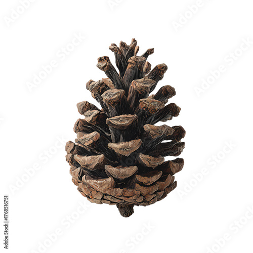 Detailed pinecone isolated on transparent background