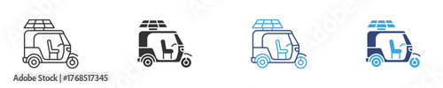 Solar rickshaw icon set, vector illustration . 