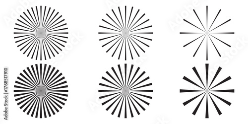 Dashed and dotted line rippled radial rounded circle PNG. Circular line pattern resembling sunshine light rays. Retro speed lines pattern