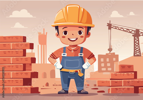 Brick Factory Mascot Character Vector Illustration