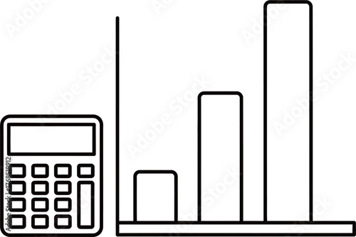 Financial Data Analysis with Calculator and Bar Graph Icon
