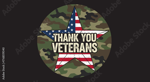 Patriotic tribute to veterans with a star symbolizing gratitude and military appreciation
