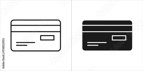 Two icons of a credit card, one outline and one solid