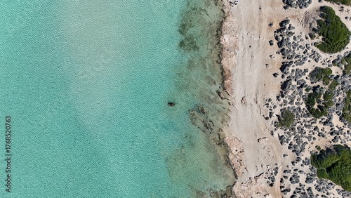 Fotografie Balos bay on Crete (Greece) with crystal clear blue water and beautiful landscap