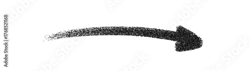 Long spray paint arrow vector pointing right. Grunge graffiti stroke with textured dots, hand drawn symbol for navigation, street art, motion and abstract design