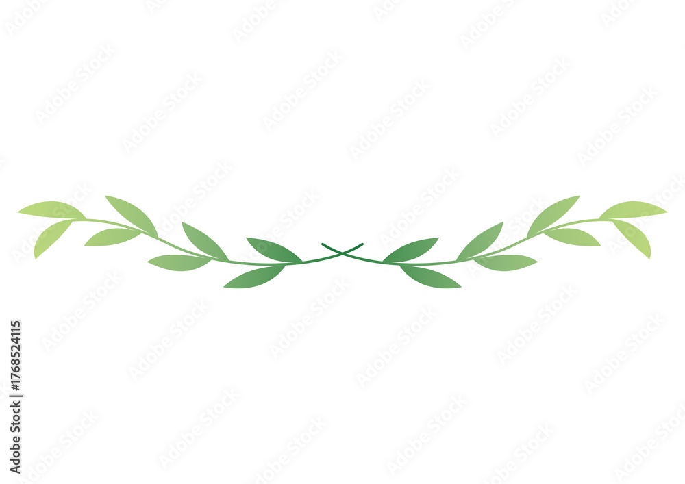 Obraz premium グリーンのグラデーションリーフの飾り罫線