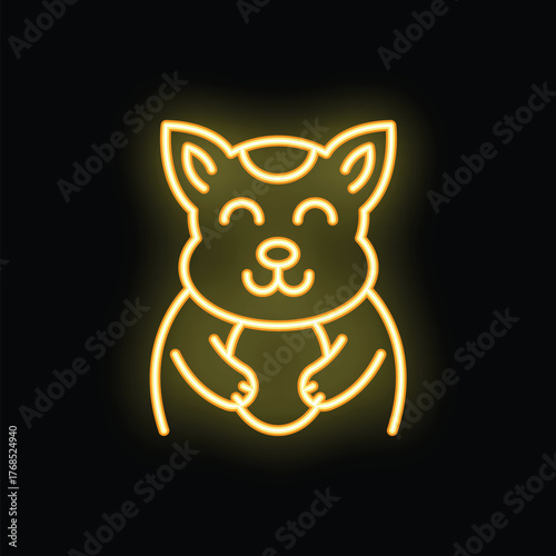 Neon sign of a cute wombat smiling and relaxing