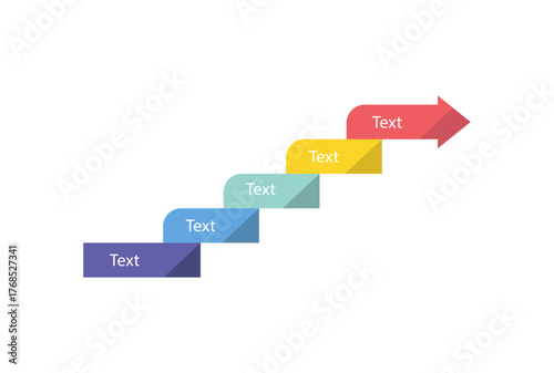 Business people climbing stairs on a colorful timeline infographic