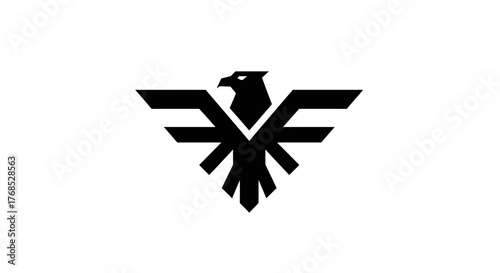 Black geometric eagle logo flying abstract minimal style flat illustration