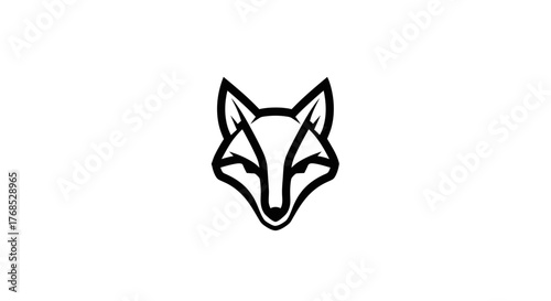 Simple black outline of a fox head mascot flat illustration isolated on white
