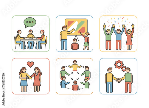 Illustrated scenes depicting a tense, toxic office environment, with conflicts and disagreements during a business meeting, showing the boss and colleagues facing workplace problems