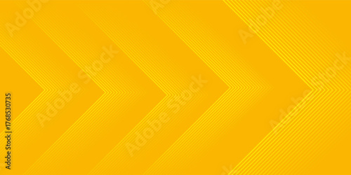 Abstract yellow gradient arrow shape overlay layer background with arrow pattern and shadow. Modern graphic element. Suit for poster, brochure, banner, business, cover, web, flyer. Vector illustration