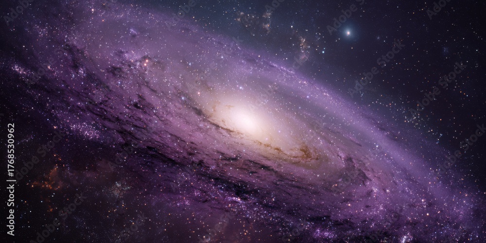 Fototapeta premium Stunning Purple Galaxy with Stars and Cosmic Dust Capturing the Beauty of the Universe in Deep Space Imagery
