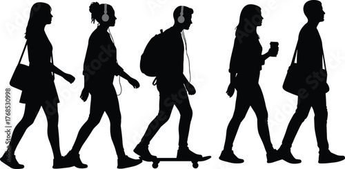 Urban Youth Walking Silhouette Vectorr