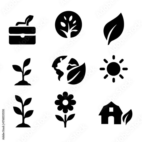 ecology icons set  business icons 
