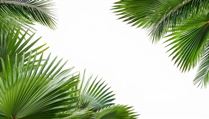 green palm trees branch foliage on corner border isolated backgrounds