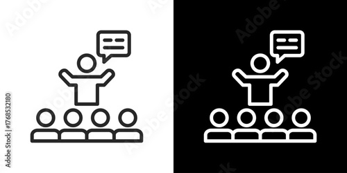 Mentoring Icon Set. Clean Line Design With Light And Dark Versions For Versatile Use.