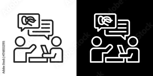 Counseling Icon Set. Clean Line Design With Light And Dark Versions For Versatile Use.
