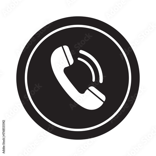 Phone icon with sound waves indicating a call, communication symbol