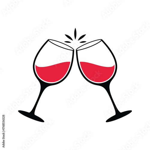 Two glasses of red wine clinking together in a toast celebration