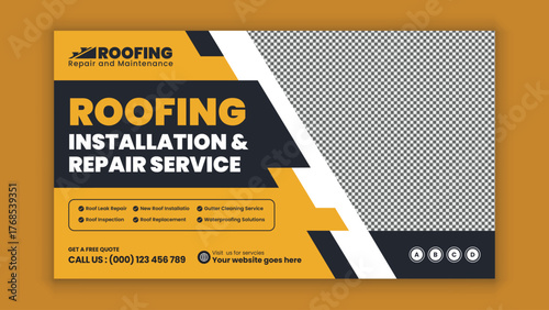 Modern Home Renovation and Repair Services Horizontal Banner Design Template for Remodeling, Construction, and Property Improvement