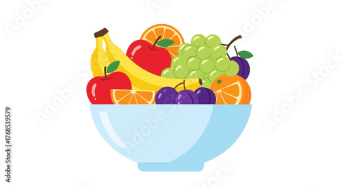 Colorful assortment of fresh fruits displayed in a blue bowl, perfect for healthy eating